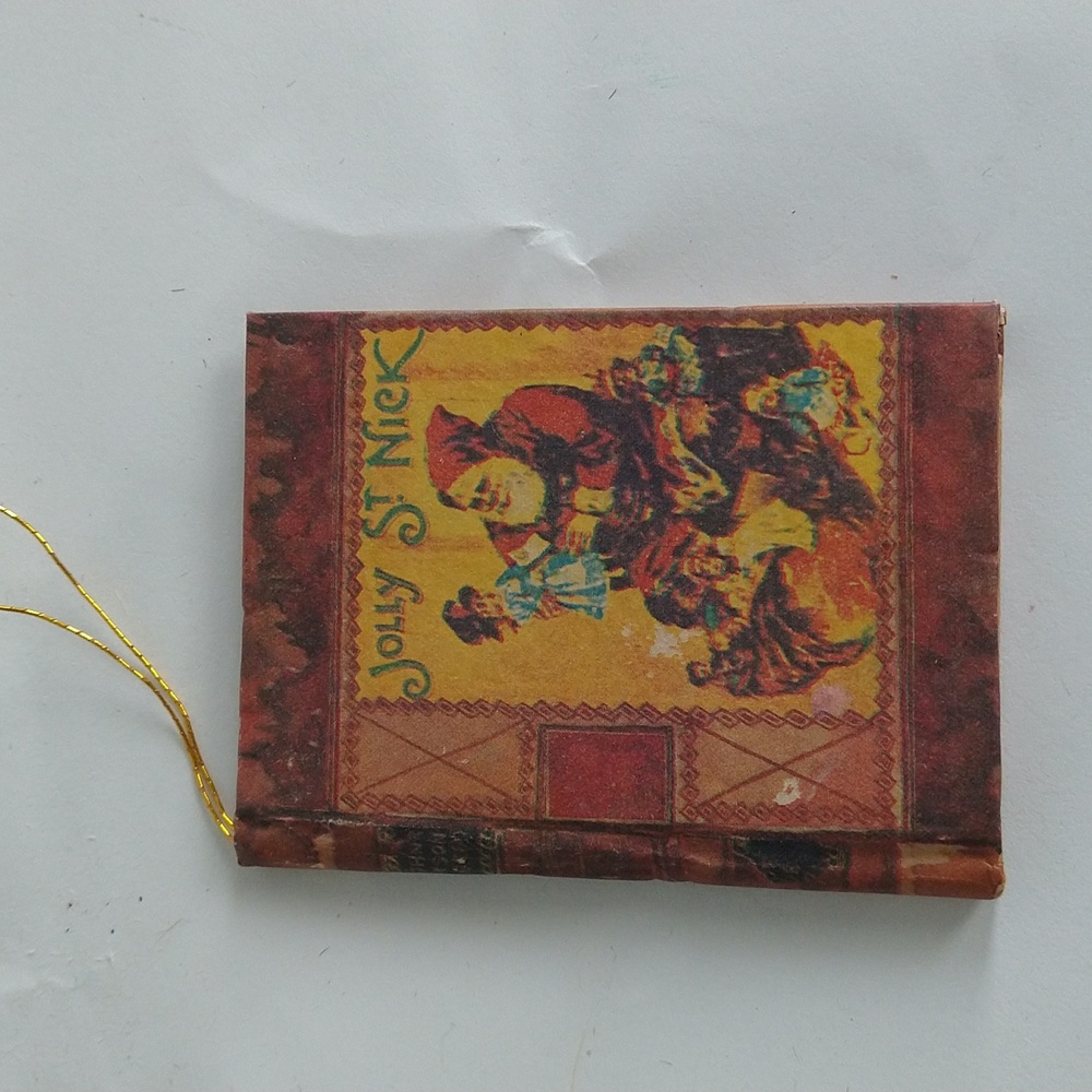 Vtg. Mini Book Christmas Ornament Jolly St. Nick